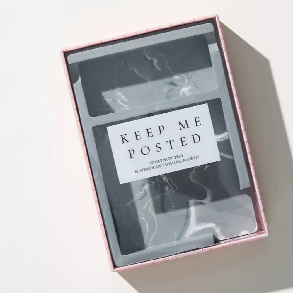 Anthropologie Keep Me Posted Sticky Note Tray Marble Desk Organizer NIB